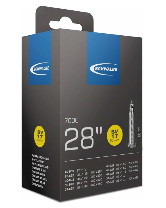 Schwalbe chambre à air 28" SV 17 valve longue 60mm Schwalbe chambre à air 28" SV 17 valve longue 60mm