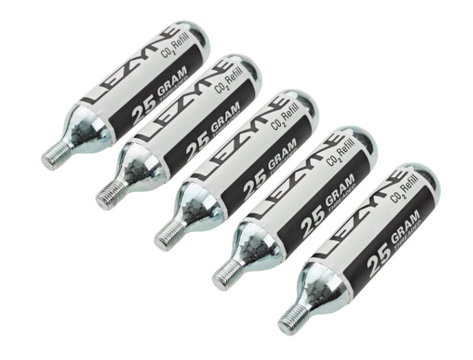 Lezyne CO2 - Cartouche de rechange avec filetage 25 g - 5 pièces Lezyne CO2 - Cartouche de rechange avec filetage 25 g - 5 pièces