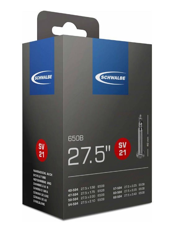 Chambre à air Schwalbe 27,5" SV 21 valve longue 40mm Chambre à air Schwalbe 27,5" SV 21 valve longue 40mm