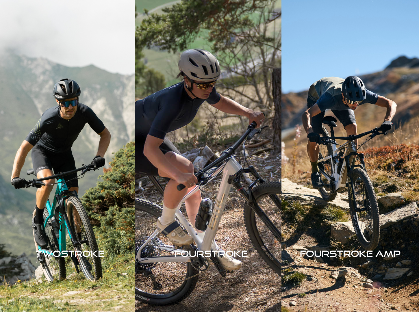 BMC Mountainbikes in einem Bild Twostroke, Fourstroke, Fourstroke AMP